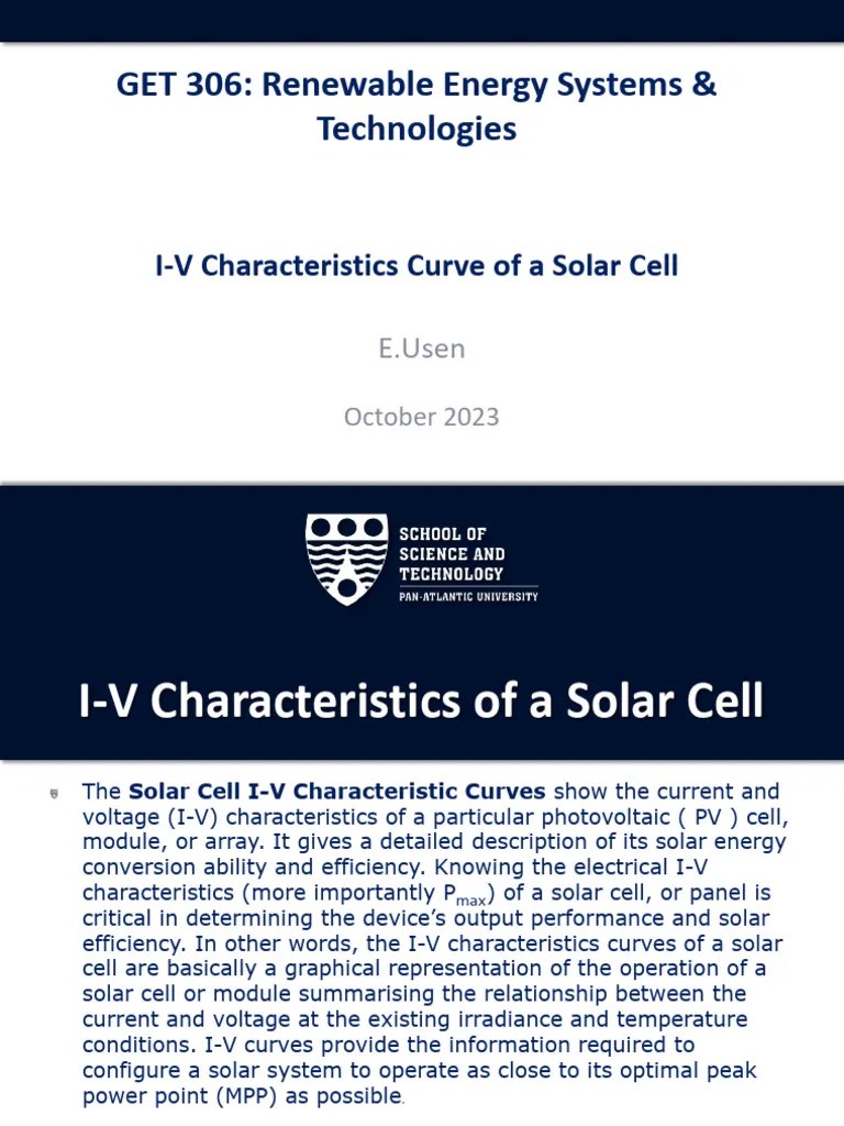 I-V Characteristics Curve Of A Solar Cell | PDF | Solar Cell ...
