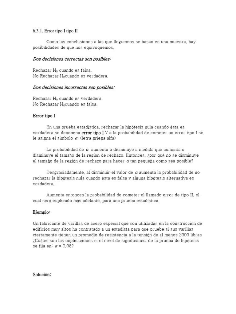 HIPOTISIS ERROR I Y II (1) | Descargar Gratis PDF | Errores Tipo I Y Tipo Ii | Prueba De ...