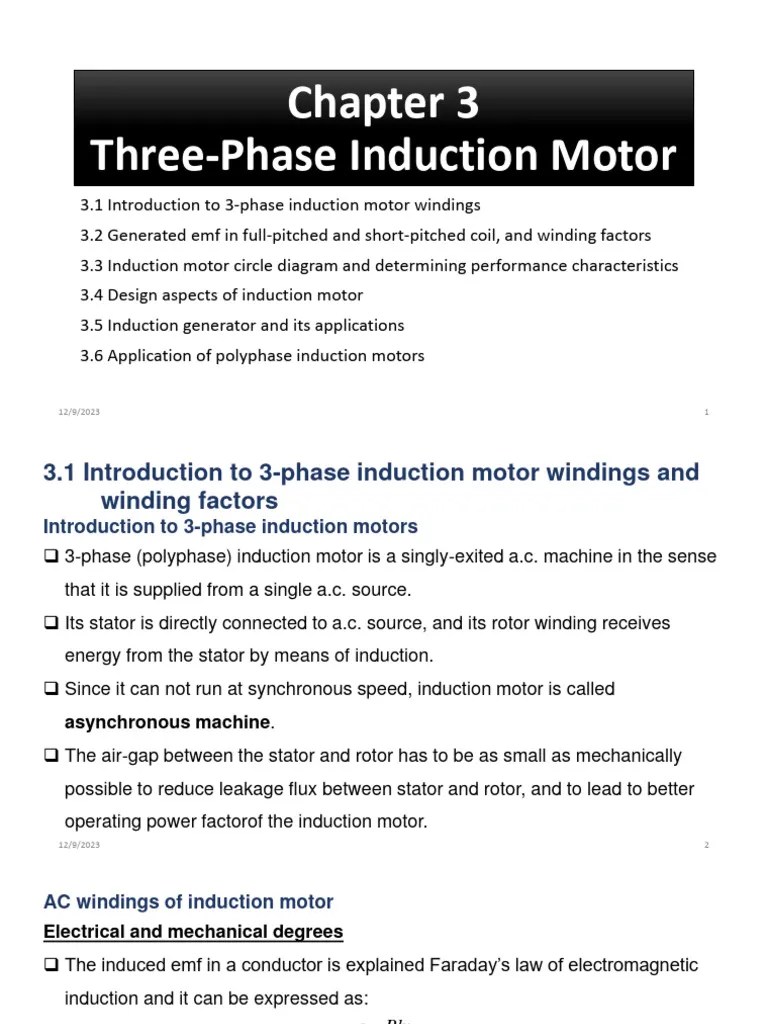 Chapter 3 - Three Phase Induction Motors | PDF | Electromagnetic Induction | Electric Motor