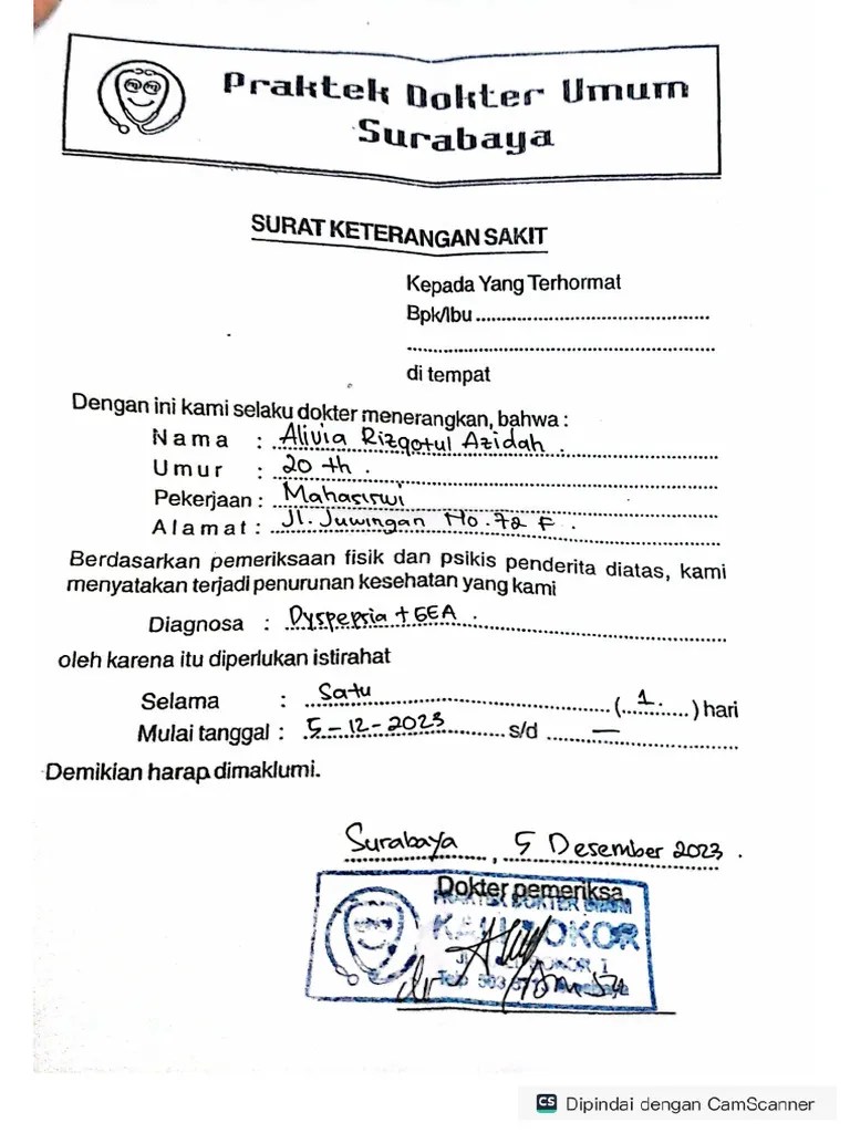 Surat Izin Sakit | PDF