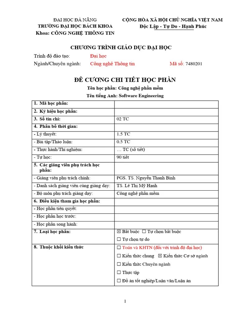 De Cuong Chi Tiet-Cong Nghe Phan Mem-Dac Thu&HTDN | PDF