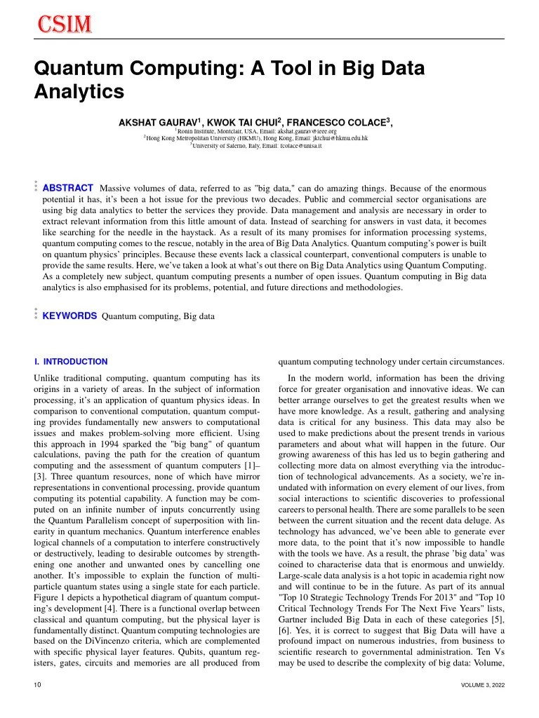 Quantum Computing A Tool In Big Data Analytics | PDF | Big Data ...