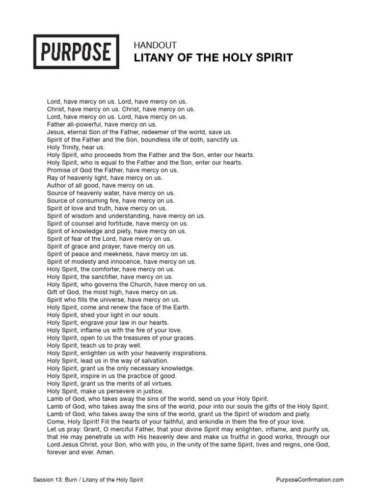 Litany Of The Holy Spirit | PDF | Holy Spirit | God The Father
