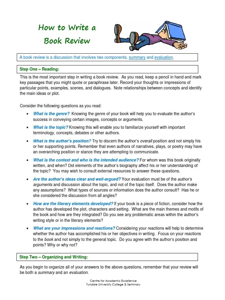 How To Write A Book Review Tip Sheet | PDF | Thought | Plot (Narrative)