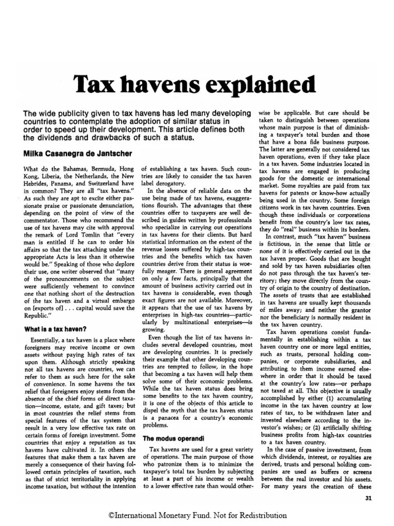 Tax Havens Explained | PDF | Taxes | Tax Haven