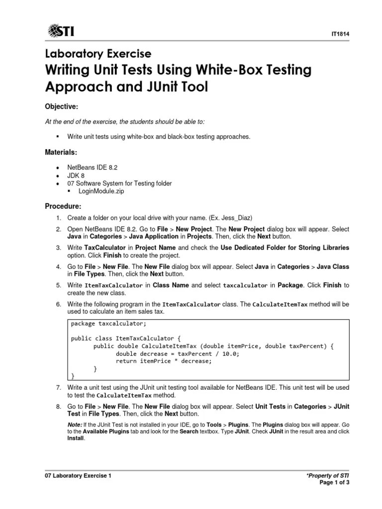 07 Laboratory Exercise 1 | PDF | Unit Testing | Applications & Software