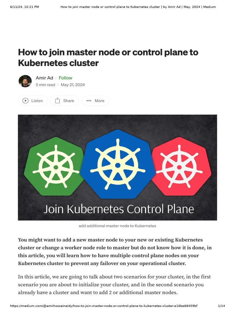 How To Join Master Node Or Control Plane To Kubernetes Cluster _ By ...