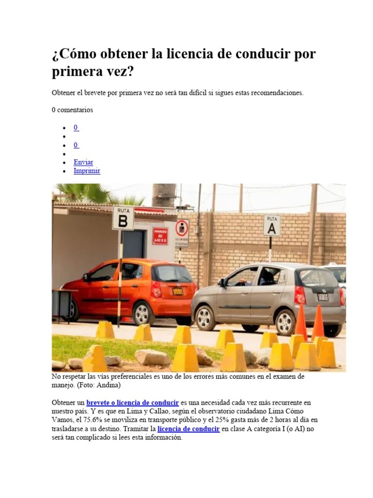 Cómo Obtener La Licencia De Conducir Por Primera Vez | PDF | Licencia ...