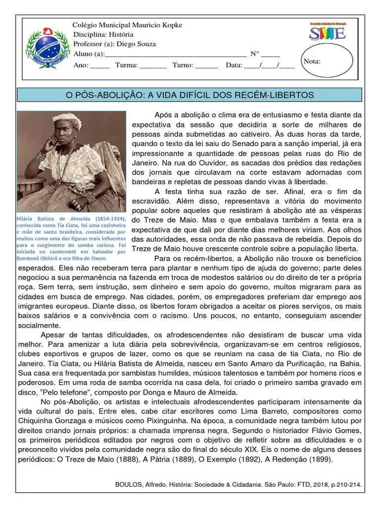 Atividade 29 A Abolição Da Escravidão No Brasil (Parte III) | PDF | Brasil