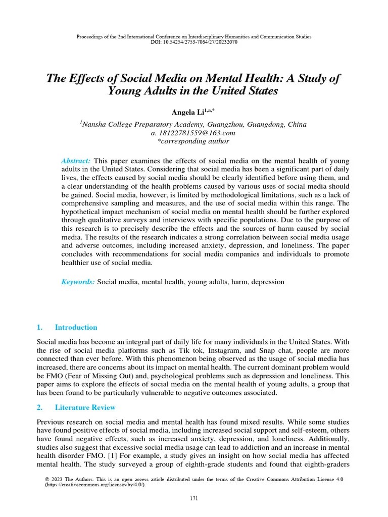 The Effects Of Social Media On Mental Health A Stu | PDF | Social Media | Popular Culture ...