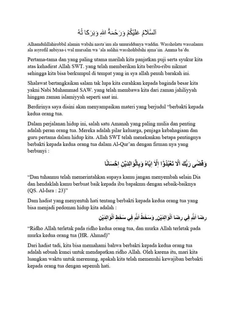Teks Pidato Berbakti Kepada Orang Tua | PDF | Kesehatan Holistik ...