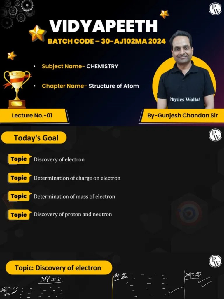 Structure Of Atom - 01 _ Class Notes _ 30-AJ102MA2024 | PDF