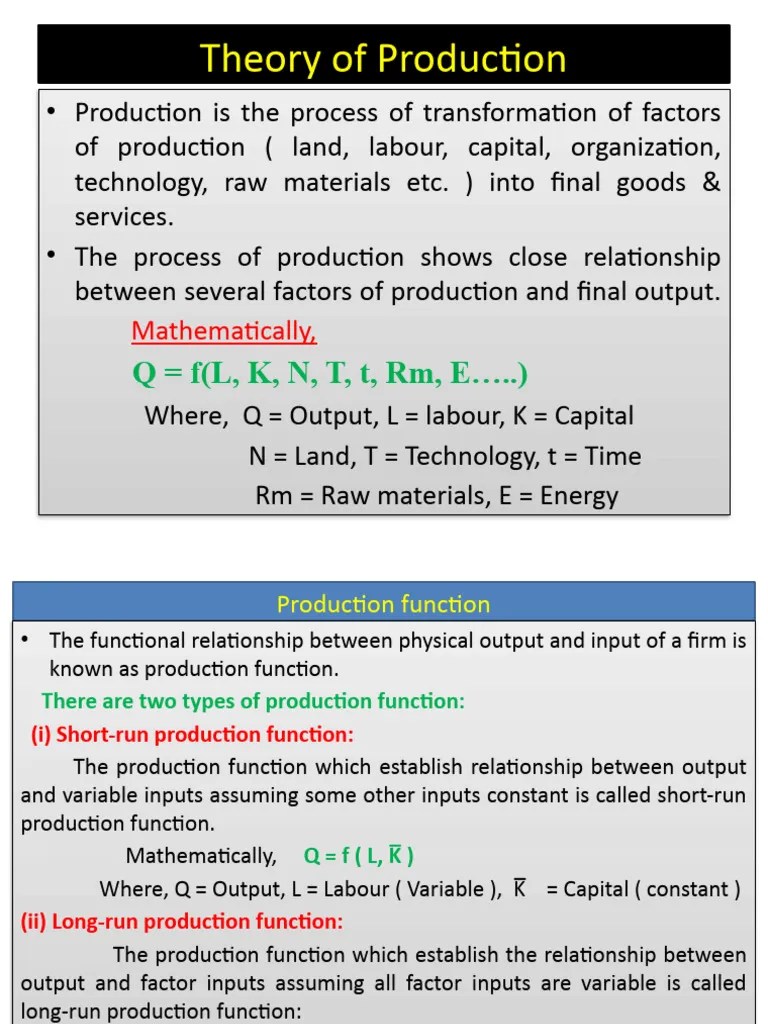 Theory Of Production | PDF | Production Function | Long Run And Short Run