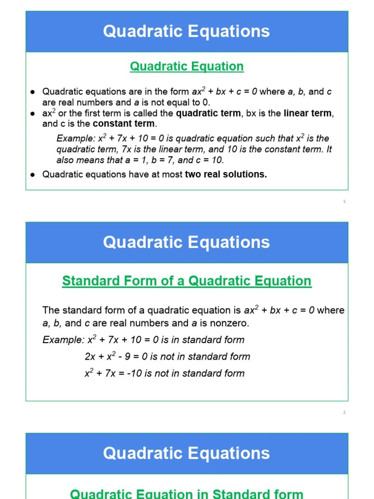 07 Quadratic Equations | PDF | Quadratic Equation | Equations