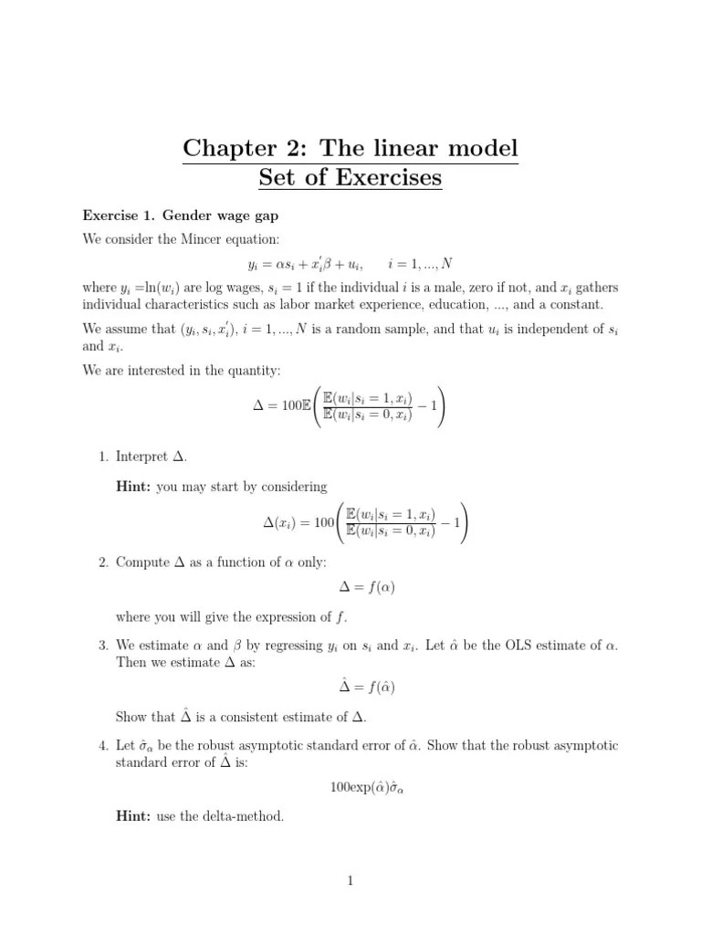 Chapter 2 - The Linear Model | PDF | Ordinary Least Squares | Applied ...