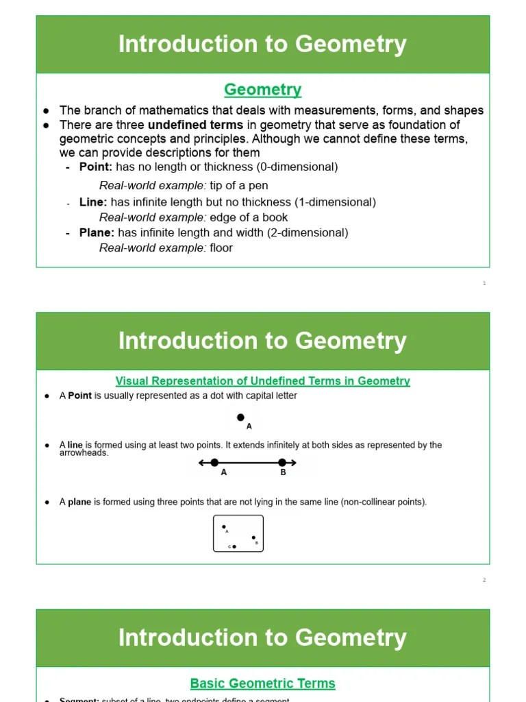 01 Introduction To Geometry.pptx | PDF | Line (Geometry) | Euclidean ...