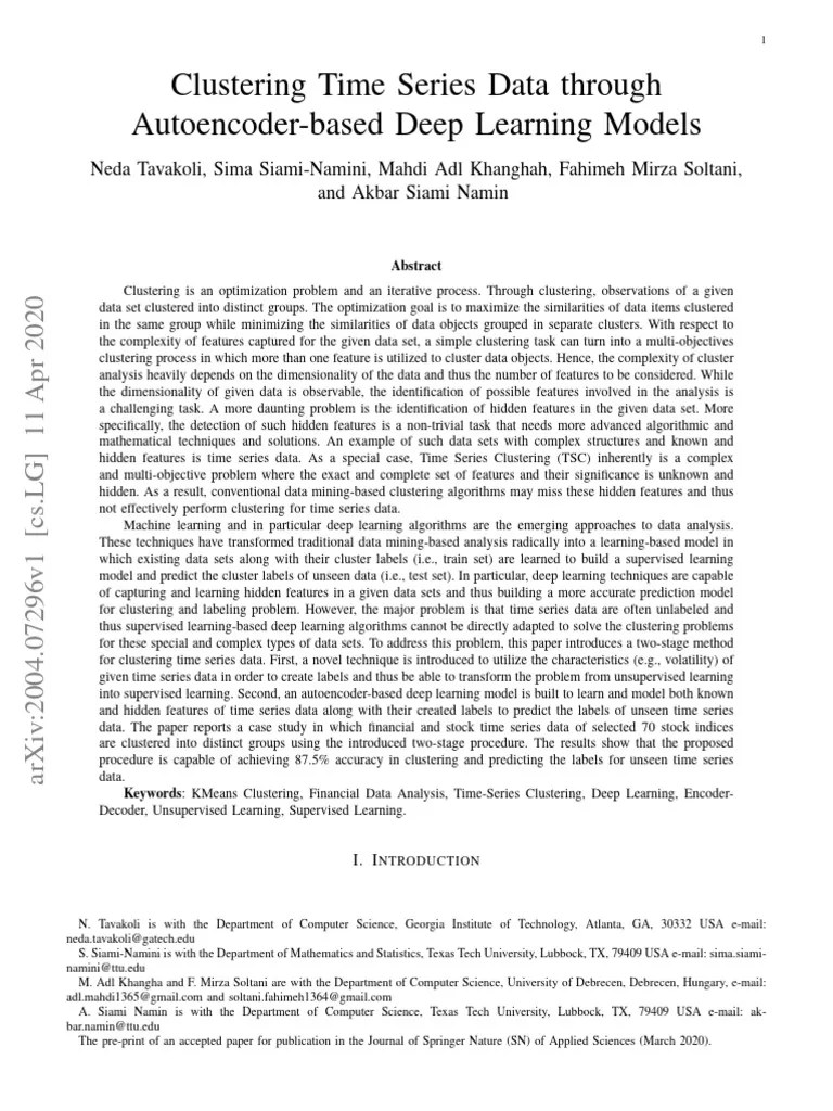 Deep Multivariate Time Series Embedding Clustering | PDF | Time Series ...