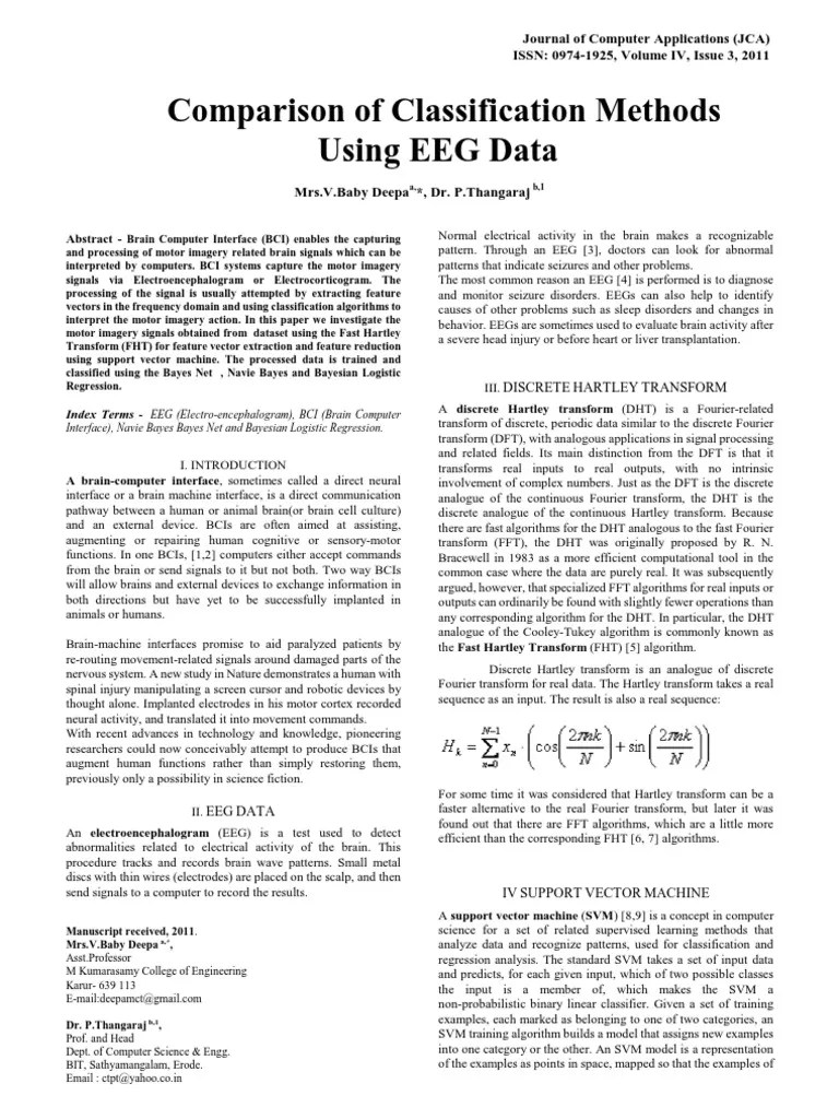 Comparison Of Classification Method Using EEG Data | PDF | Bayesian Network | Support Vector Machine