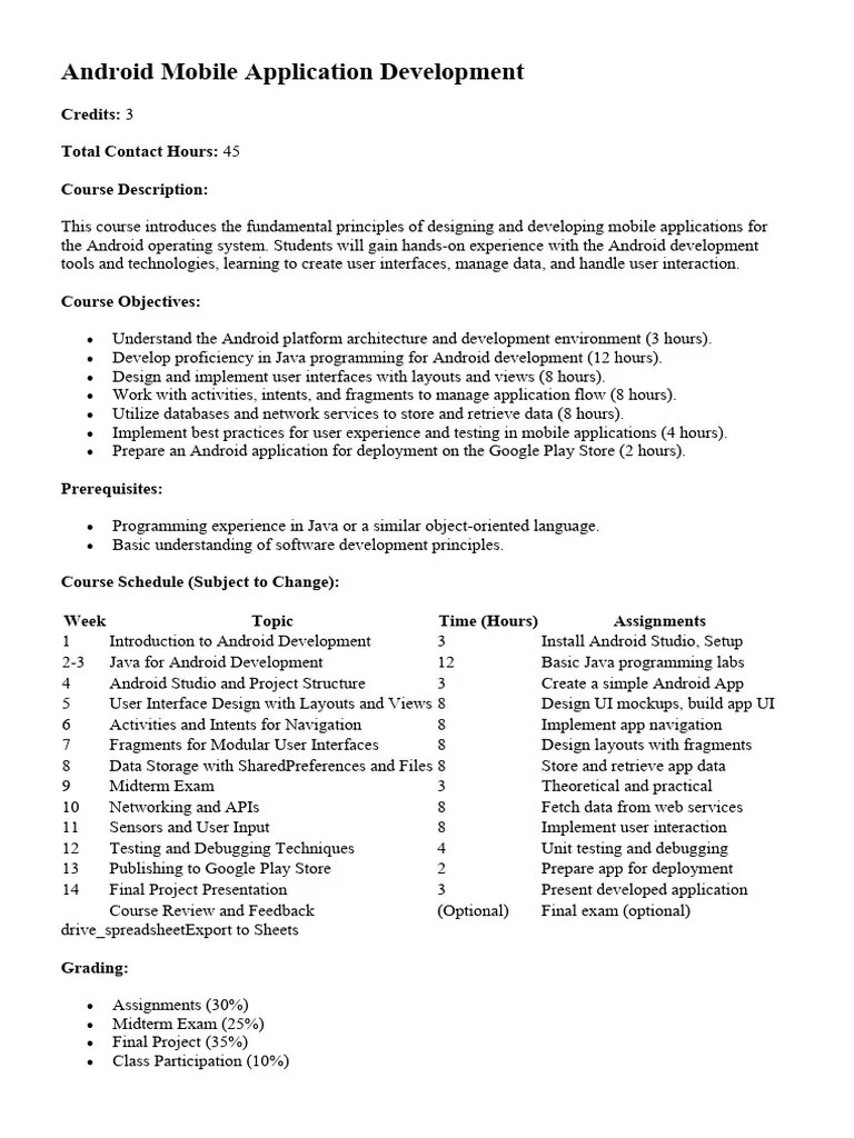 Android Mobile Application Development | PDF | Mobile App | Android ...