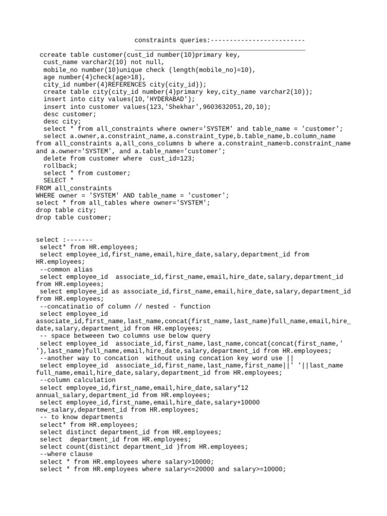 Constraints Queries | PDF | Data Management | Databases