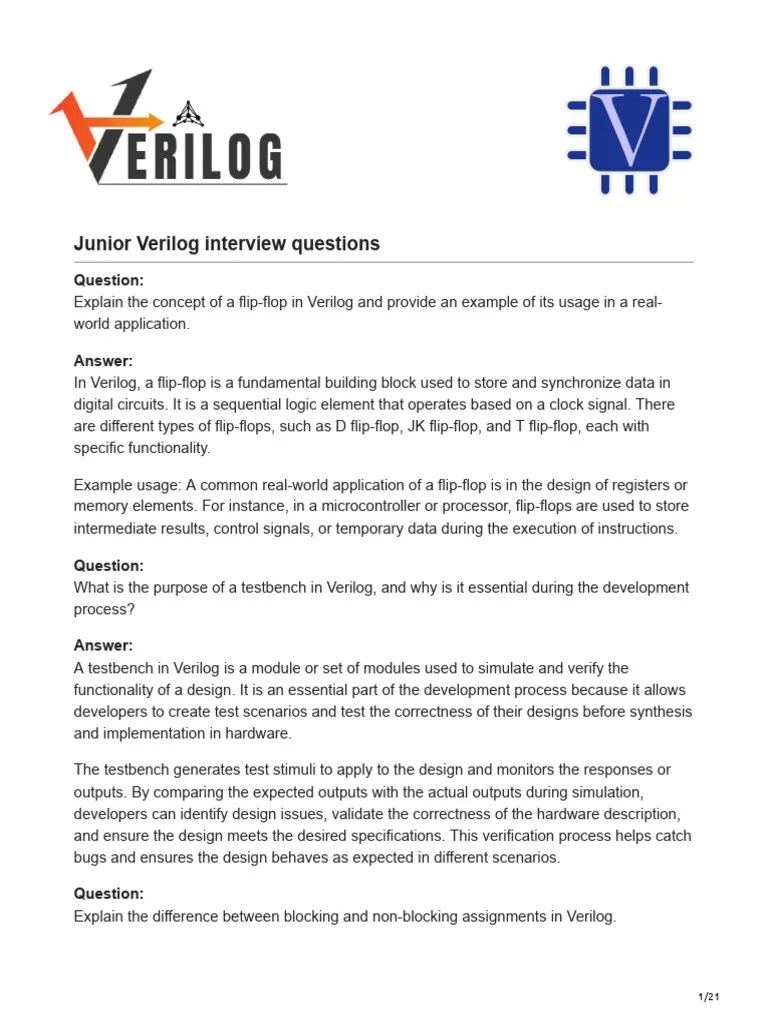 Verilog HDL Interview Questions 1703504367 | PDF | Hardware Description ...
