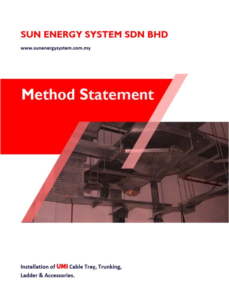 UMI-Method-Statement-Installation-of-Cable-Tray-Trunking-Ladder-Accessories | PDF | Quality ...