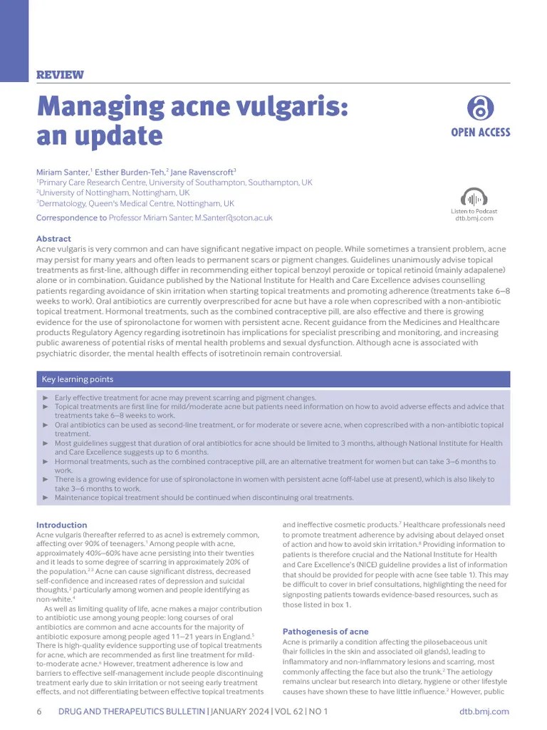 Managing Acne Vulgaris- An Update | PDF | Health Care | Health Sciences