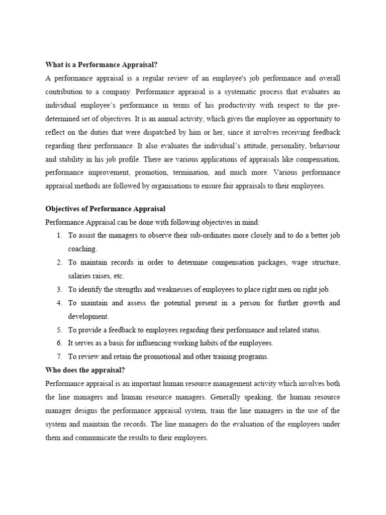 PERFORMANCE APPRAISAL Notes | Download Free PDF | Performance Appraisal ...