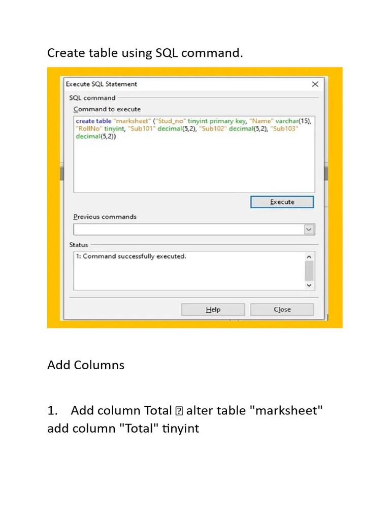 Create Table Using SQL Command2 | PDF