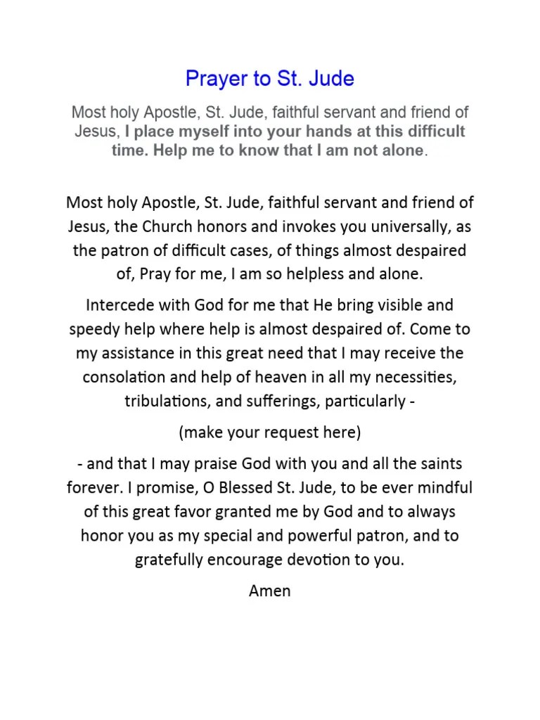 New Prayer To ST Jude | PDF