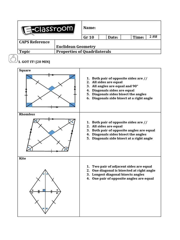 Gr10t2 Euclidean Geometry Quadrilaterals (1) | Download Free PDF | Euclidean Plane Geometry ...