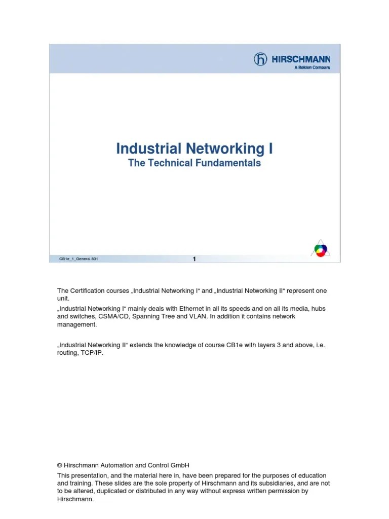 Industrial Networking I | PDF | Osi Model | Ethernet