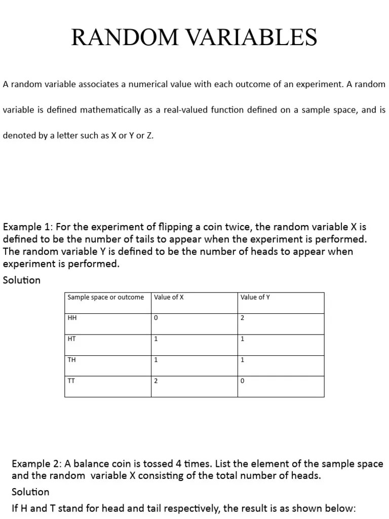 Random Variables | PDF | Probability Distribution | Variance