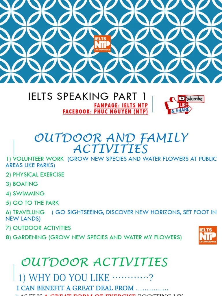 IELTS SPEAKING PART 1 ACTIVITIES | PDF