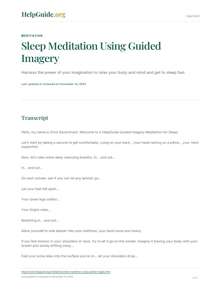 Sleep Meditation Using Guided Imagery | PDF | Meditation