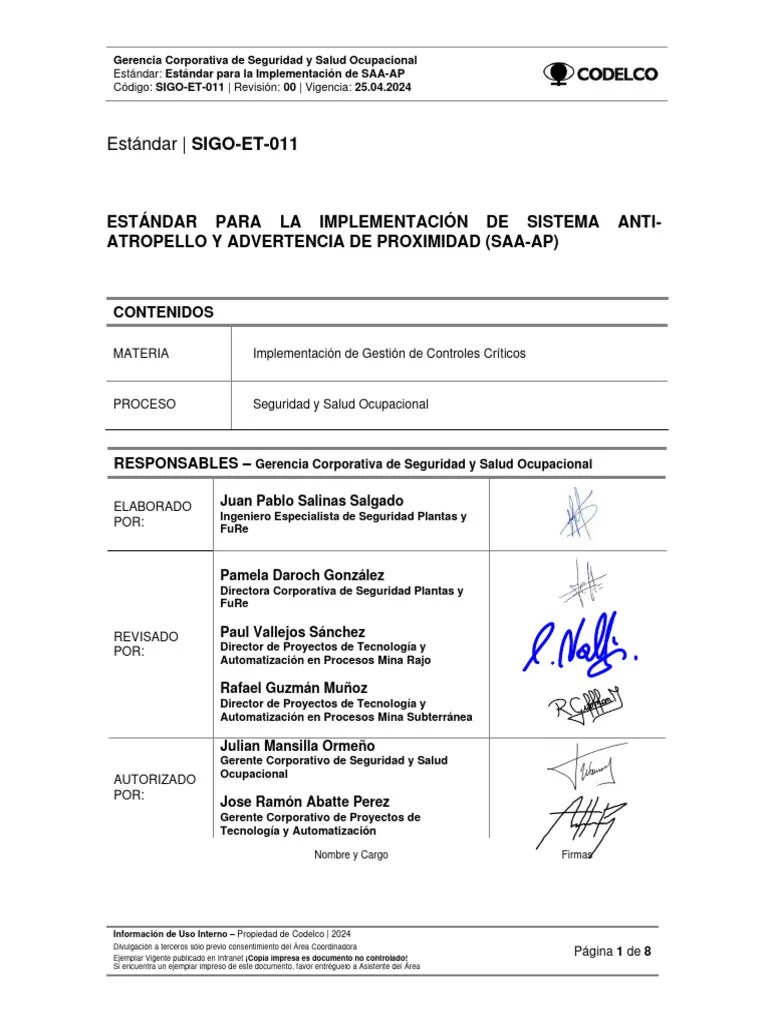 SIGO-ET-011 Estándar Para La Implementación De Sistema Anti-Atropello Y Advertencia De ...
