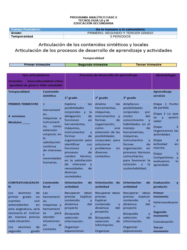 Programa Analitico | PDF | Evaluación | Inclusión (Educación)