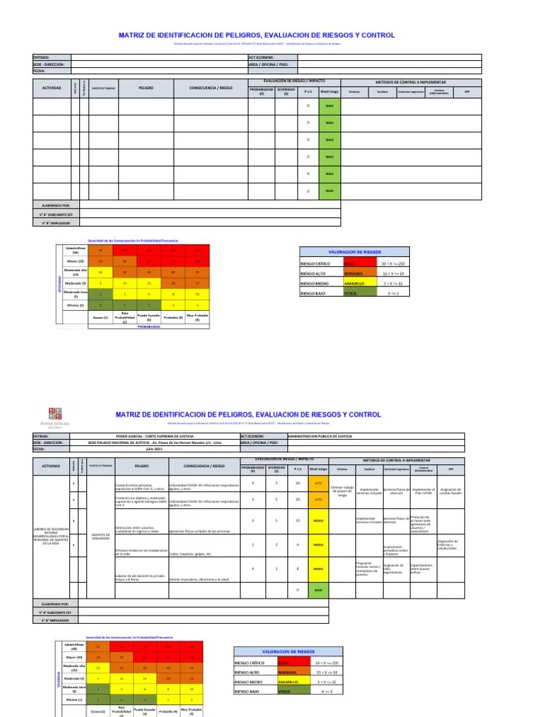 Plantilla IPERC PJ | PDF | Evaluación De Riesgos | Especialidades Medicas