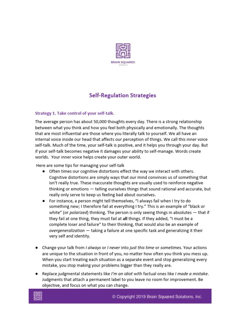 Self Regulation Strategies | PDF | Thought | Emotional Self Regulation
