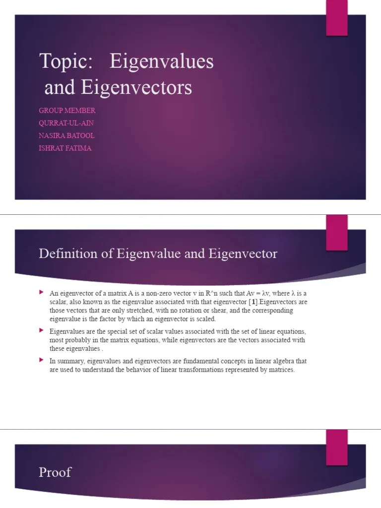Maths Presentation | PDF | Eigenvalues And Eigenvectors | Matrix (Mathematics)