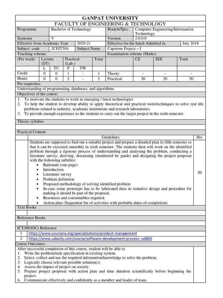 2ceit504-Capstone-Project-I - Structure & Scheme | PDF | Information ...