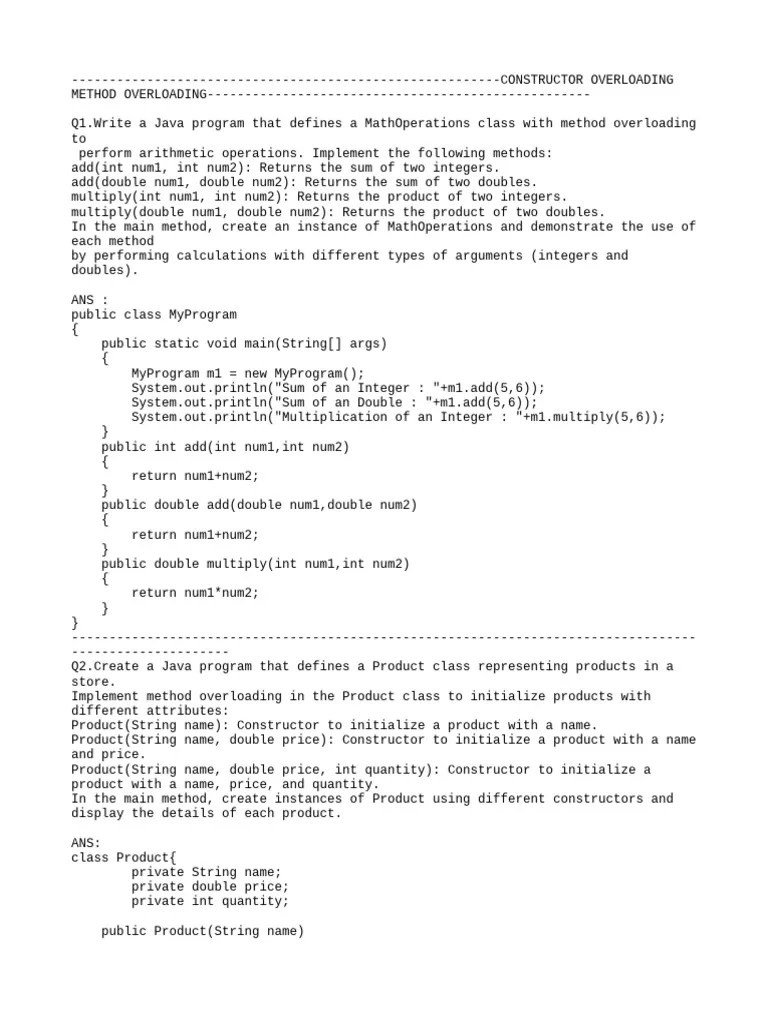 Constructor Overloading Method Overloading | Download Free PDF | Method ...