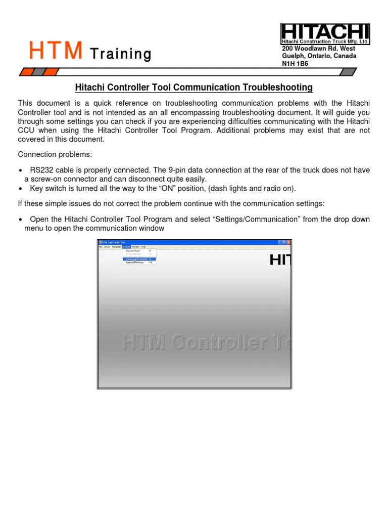 Hitachi Controller Tool Communication Troubleshooting | PDF | Troubleshooting | Computing