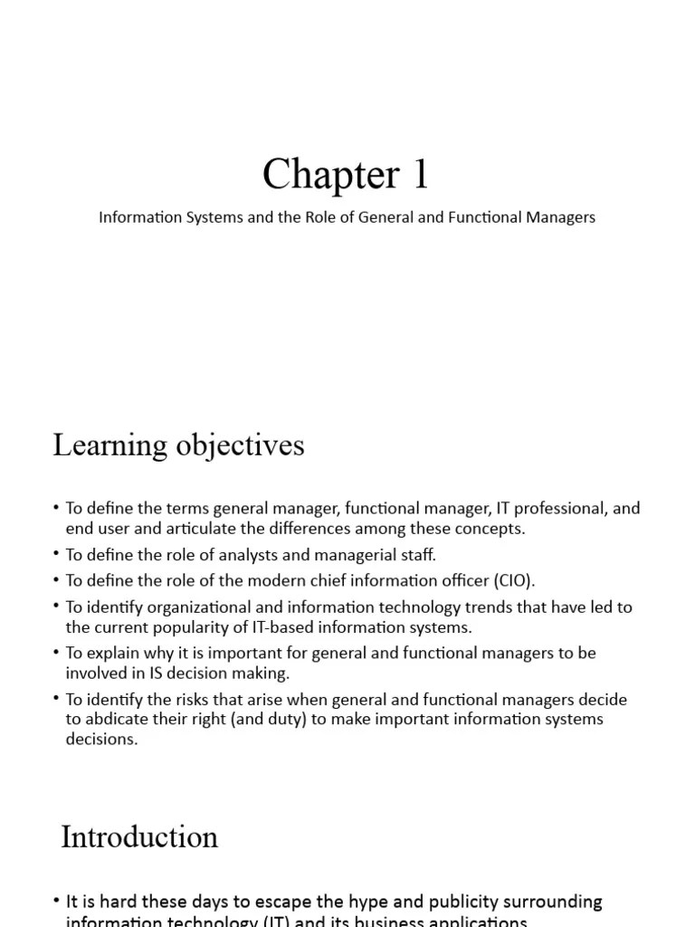 Chapter1 Info Systems | PDF | Chief Information Officer | Integrated Circuit