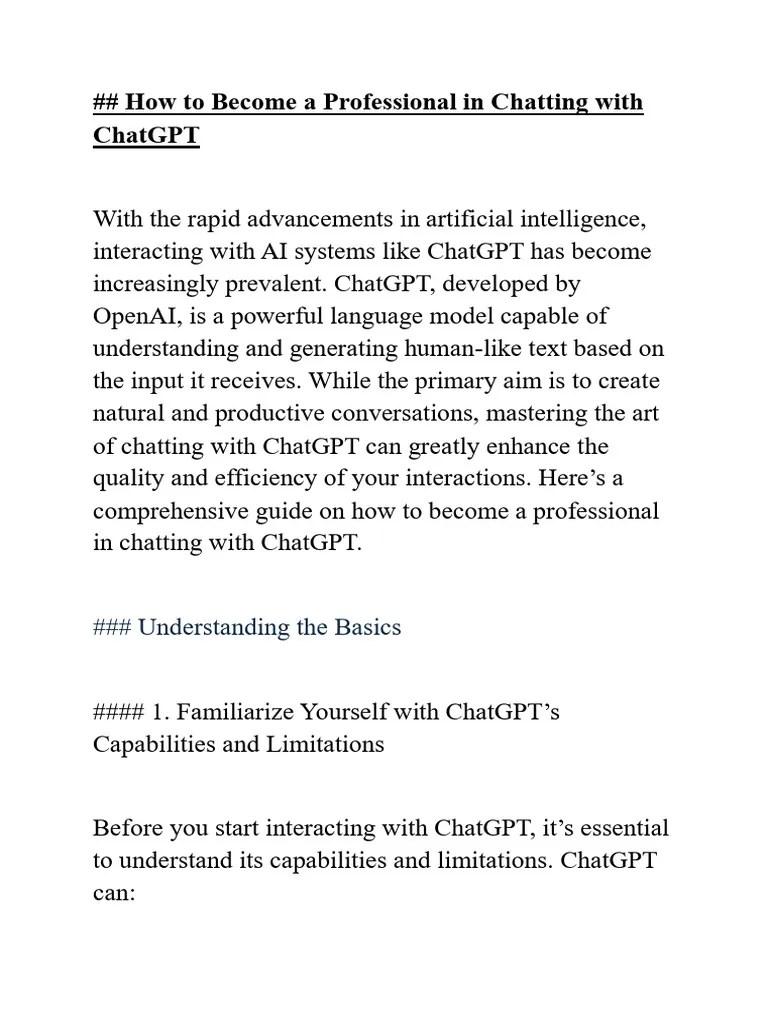 How To Become Professional In Chatting With Chat GPT | PDF | Artificial ...