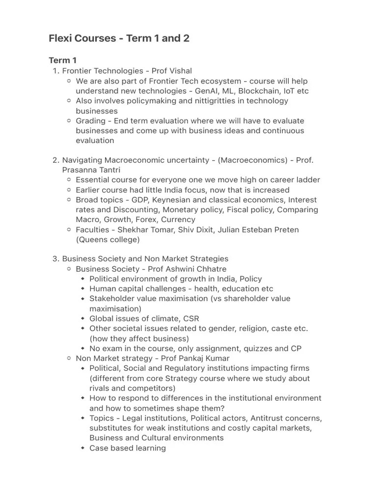 Flexi Courses - Term 1 And 2 | PDF | Analytics | Macroeconomics