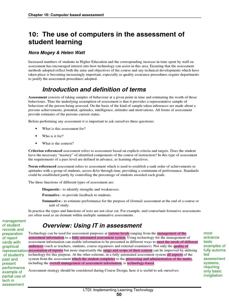 Computers In Assessment | PDF | Educational Assessment | Computing
