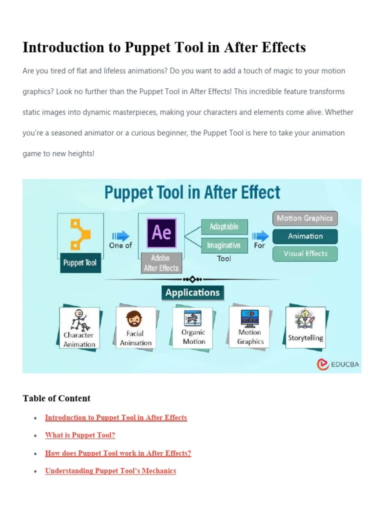 Introduction To Puppet Tool In After Effects 4 | PDF | Animation | Puppets