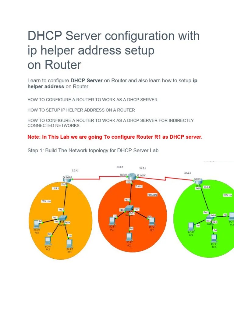 DHCP Server Configuration With Ip Helper Address Setup On | PDF ...