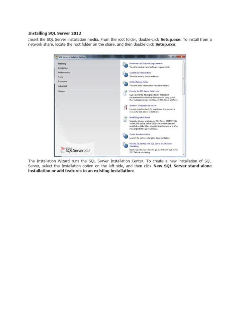 Installing SQL Server 2012 | PDF | Microsoft Sql Server | Installation (Computer Programs)